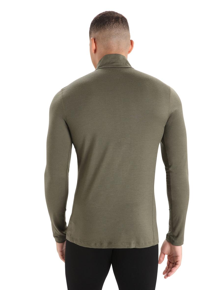 Men's Icebreaker Merino 200 Oasis Long Sleeve Half Zip Thermal Top Base Layers Loden | CA 1589DFMN